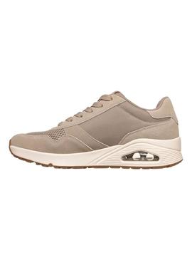 Sapatilhas Skechers Uno vintage bege para mulher.