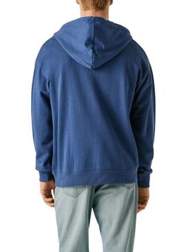 Moletom com zíper Pepe Jeans Geo azul para homem.