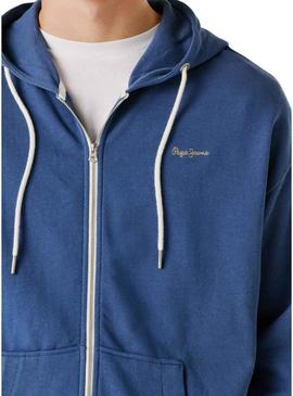 Moletom com zíper Pepe Jeans Geo azul para homem.