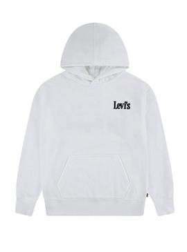 Moletom Levi's Classic And Clean branco para meninos e meninas.