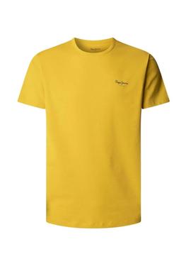 Camiseta básica amarela Pepe Jeans para homem.