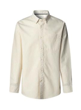 Camisa de riscas Pepe Jeans Prescot amarela para homem.