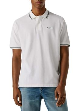 Camisa Polo Pepe Jeans Carson branca para homem.