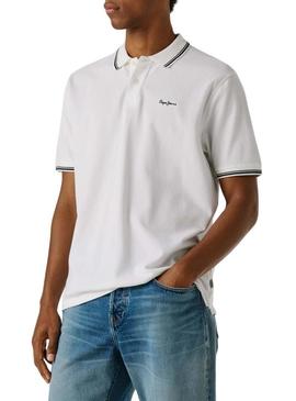 Camisa Polo Pepe Jeans Carson branca para homem.