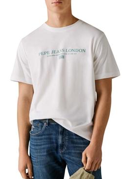 Camiseta Pepe Jeans Summer Logo branca para homem.