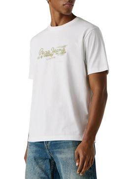 Camiseta Pepe Jeans Fantasy branca para homem.