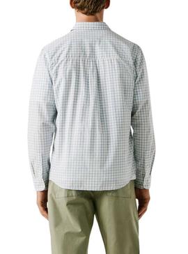 Camisa Pepe Jeans Presley geométrica azul e branca para homem.