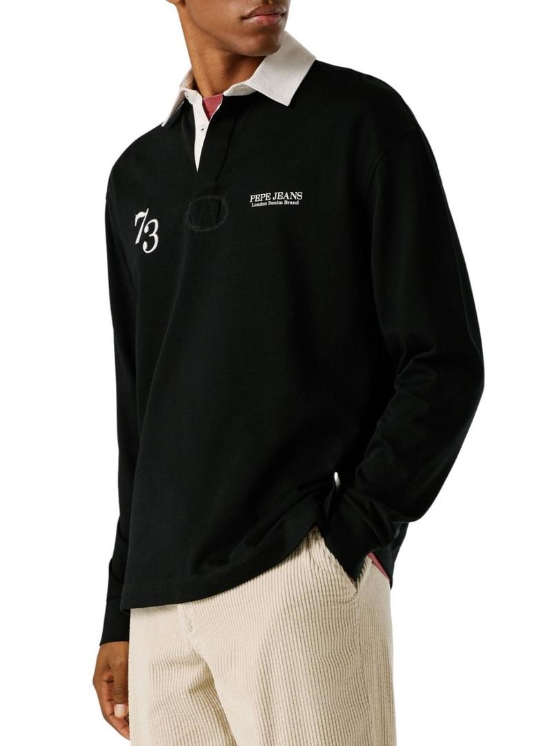 Camisa Polo Pepe Jeans Cameron preta para homem.