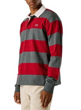 Camisa polo Pepe Jeans Craig vermelha e cinza para homens