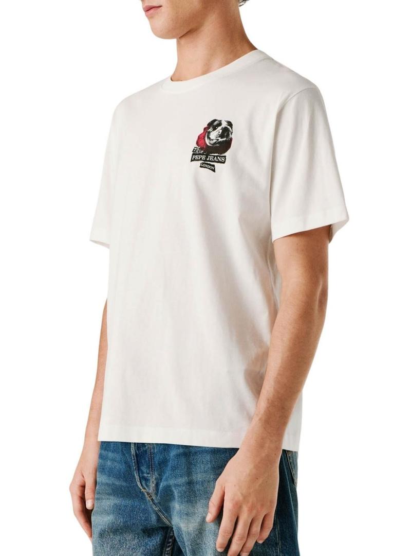 Camiseta Pepe Jeans Shad bulldog branca para homem.