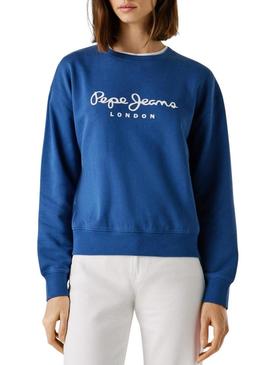 Moletom Pepe Jeans Maty azul para mulher.