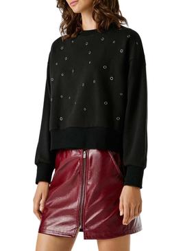 Moletom Pepe Jeans Baulena preto para mulher.