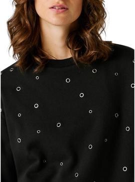 Moletom Pepe Jeans Baulena preto para mulher.