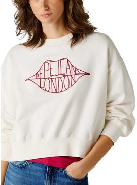 Moletom Pepe Jeans Bernis branco para mulher.