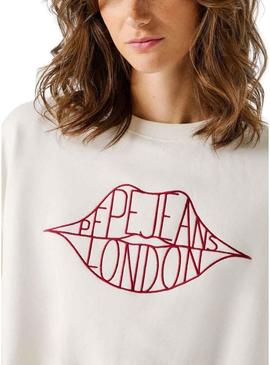 Moletom Pepe Jeans Bernis branco para mulher.