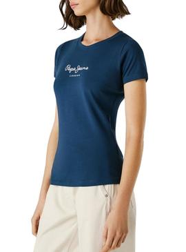 Camiseta Pepe Jeans Virginia azul para mulher.