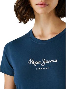 Camiseta Pepe Jeans Virginia azul para mulher.
