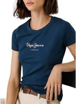 Camiseta Pepe Jeans Virginia azul para mulher.