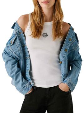 T-Shirt Pepe Jeans Phoenix branca para mulher.