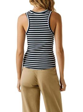 Camiseta Pepe Jeans Marian azul e branco para mulher