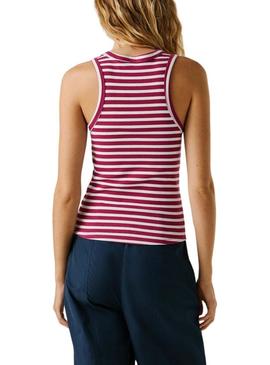 Camiseta Pepe Jeans Marian rosa e branca para mulher.