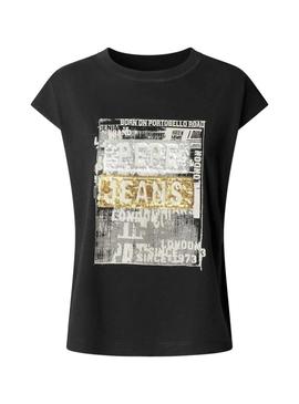 Camiseta Pepe Jeans Nadira preta para mulher.