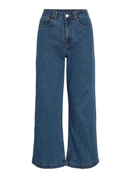 Calça jeans Vila Vilotta culotte azul para mulher.