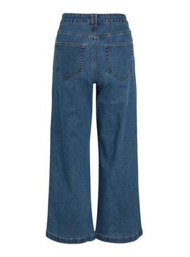 Calça jeans Vila Vilotta culotte azul para mulher.