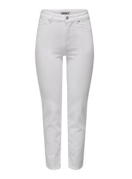Calça de ganga branca Only Emily para mulher.