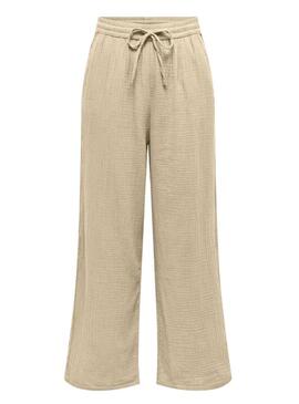 Calça Only Thyra bege para mulher.