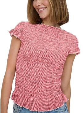 Top Only em padrão vichy vermelho para mulher.