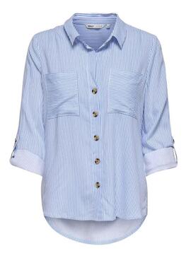 Camisa Only Yasmin azul para mulher.
