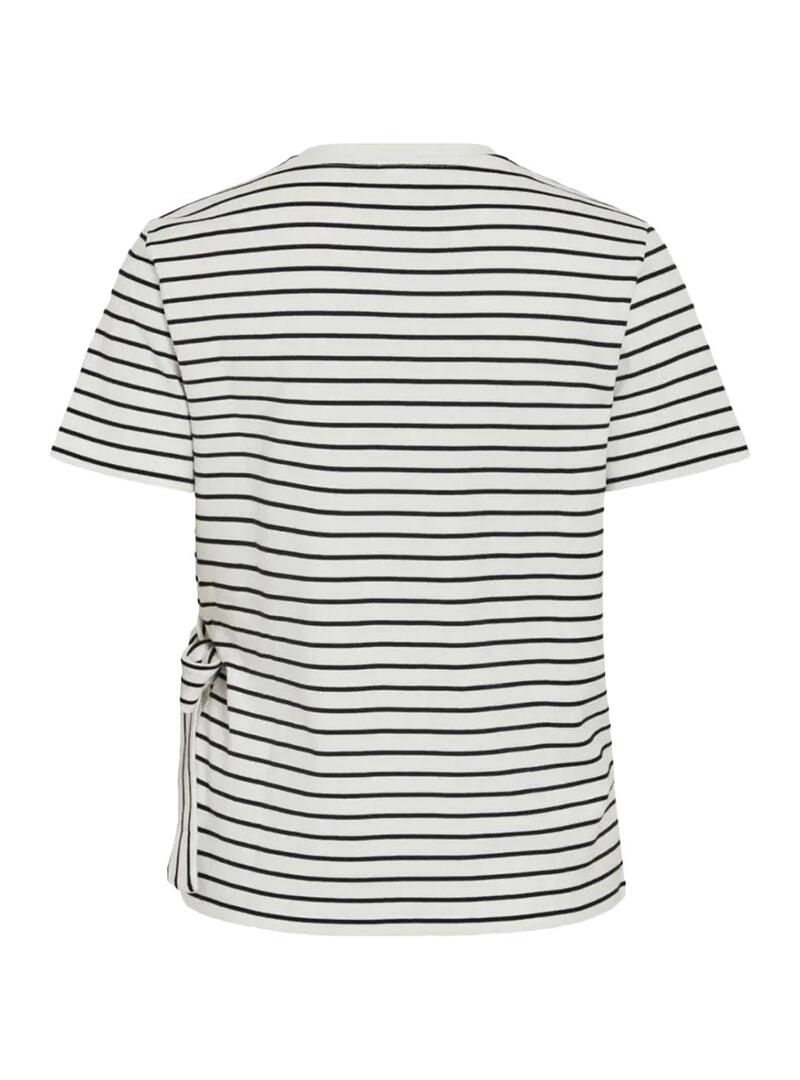 Camiseta Only Sinny listrada branca para mulher