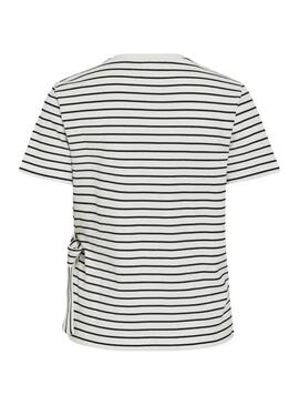 Camiseta Only Sinny listrada branca para mulher