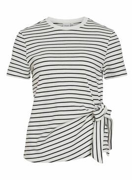 Camiseta Only Sinny listrada branca para mulher