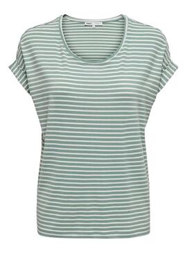 Camiseta Only Moster listras verdes para mulher.