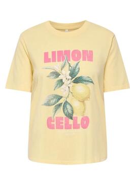 Camiseta Only Lucy amarela para mulher.