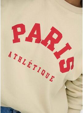 Moletom Only Onlsweat Life bege para mulher.
