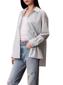 Camisa Calvin Klein listras monólogo para mulher
