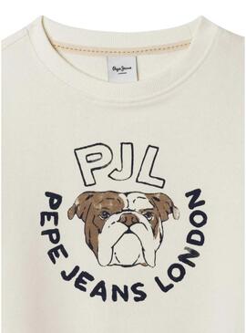 Moletom Pepe Jeans Bulldog Wilfred bege para menino.