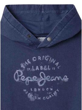 Moletom Pepe Jeans Vernon com logotipo circular azul escuro para menino.