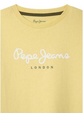 Camiseta Pepe Jeans New Arta logo amarela para criança.