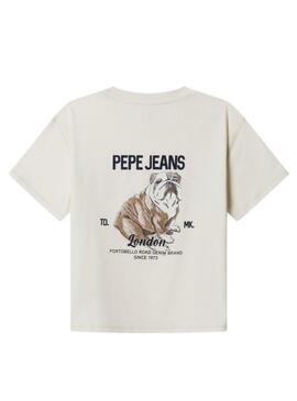 Camiseta Pepe Jeans Cutbert em branco para menino.