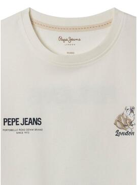 Camiseta Pepe Jeans Cutbert em branco para menino.