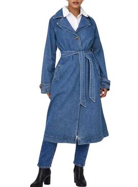 Gabardina denim Only Malou azul para mulher