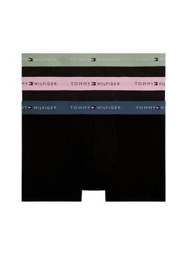 Pacote de 3 cuecas Tommy Hilfiger Trunk Signature preto multi para homem.