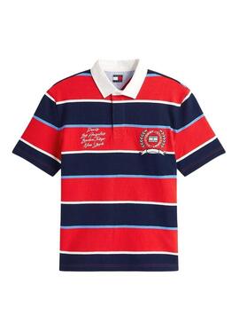 Polo Tommy Jeans Stripes Rugby listras vermelhas para homens