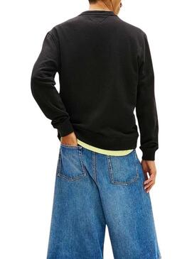Moletom Tommy Jeans Essential DNA preto para homem.