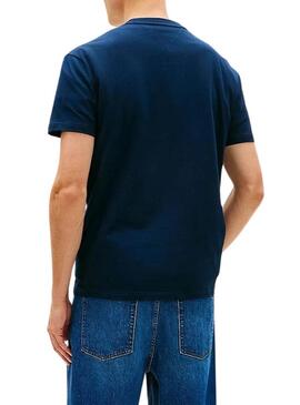 Camiseta Tommy Jeans Signature Stripe azul marinho para homens