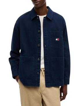 Camisa Tommy Jeans oversize marinho para homem.